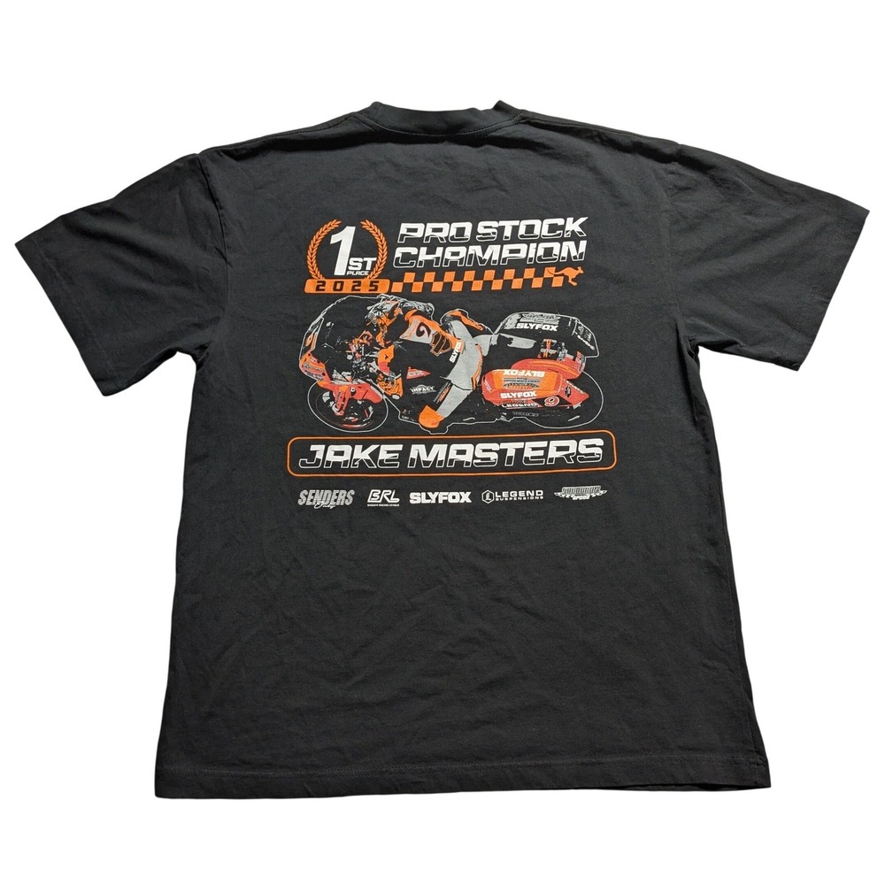 Jake Masters 2025 Pro Stock Champion Bagger Racing Slyfox Senders T-Shirt L